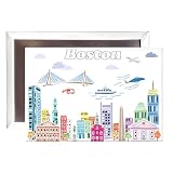 City Themed Artwork Magnet Collection by Beary Blu - Designed in The USA, Collectible Souvenirs Gifts 2.5" x 3.5" (Boston)