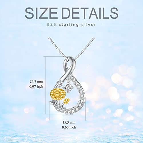 Toupop April Birth Flower Necklaces 925 Sterling Silver Dainty Floral Pendant Necklaces Infinity Birth Month Flower Jewelry Gifts For Women Girls Her Birthday Anniversary #TOP4