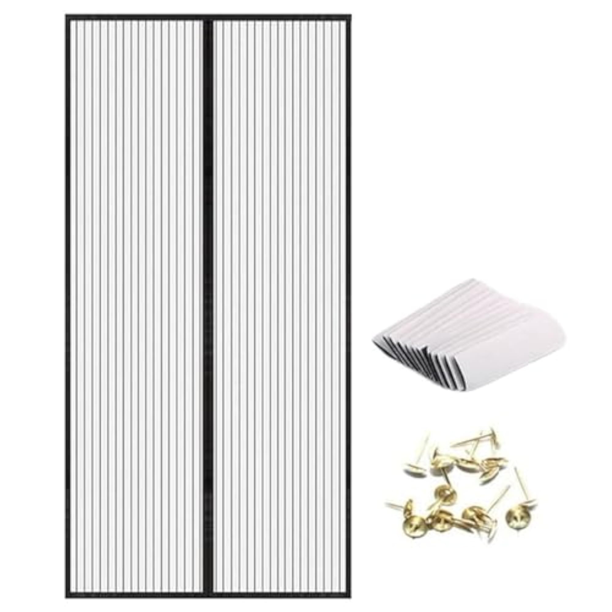 Self Sealing Magnetic Door Curtain for Kitchen & Deck, Black