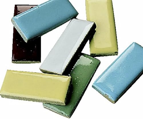 S&S Worldwide Assorted Porcelain Mosaic Tiles for Crafts, Rectangle Shape, Colorful Ceramic Pieces, Glazed Craft Tiles, DIY Art Projects, Indoor and Outdoor Use - 5lbs.