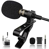 Micrófono de solapa de 3,5 m, micrófono omnidireccional con adaptador TRS de 3,5 mm, compatible con cámara, GoPro, iPhone, iPad, Android, PC, etc.