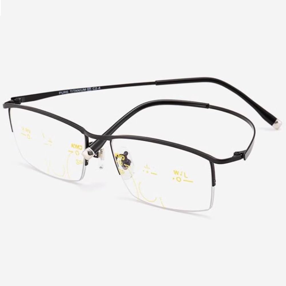 Gafas de Lectura Progresivas Multienfoque Fotocromáticas lectores de Sol Rectangulares Medio Marco Gafas de computadora HD(Negro,+2.5)(+1.5)
