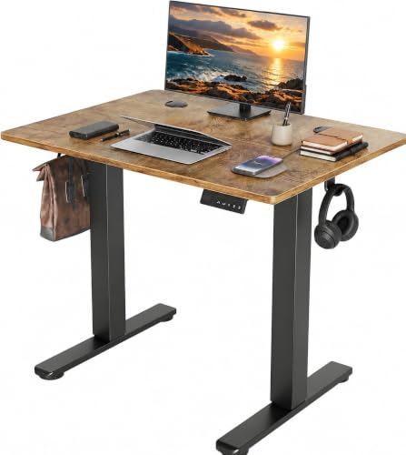 Claiks Claiks 35 x 20 Inch Rustic Brown Electric Standing Desk