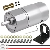 JYUDAUFU DC 12V 12RPM Getriebe-Mikromotor Hohe Drehmoment elektrische Geschwindigkeit Untersetzungsgetriebe Zentrischer Ausgang Getriebemotor für DIY mit Halterung, Federdraht, Kupplung