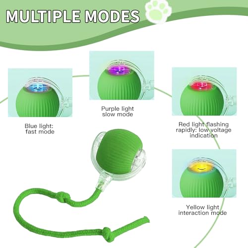 Benaewa Interactive Dog Ball, Moving Vibrating Dog Toy, Active Rolling Ball with Tail for Pets Cats, Green - Image 3