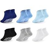 Calcetines Antideslizantes para Niños Pequeños, 6 pares Calcetines de Bebé Redondo Puro Algodón, Calcetin...