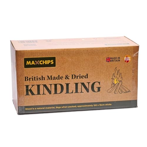 Maxchips Dried Kindling Wood Fire Sticks – Box of Forest Natural Wood Kindling – Smokeless Fire Starter for Charcoal Burner, Lighter Gas, Stove, Pizza Oven, Pit, BBQ, Camping Fun & Outdoors