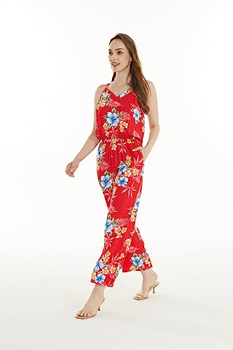 Image of Matchable Family Hawaiian Luau Men Women Girl Boy Clothes in Hibiscus Red