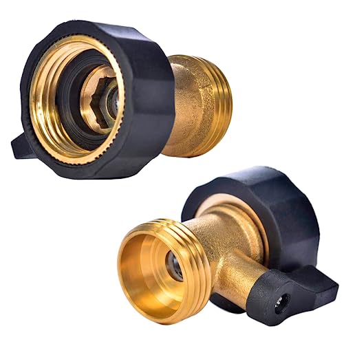 LIULO TOOL 2 Pack Brass Garden Hose Shut-Off Valve, 3/4 Inch Heavy Duty Solid Brass Garden Hose Shut Off Valve with 10 Extra Rubber Washers - Thumbnail 4