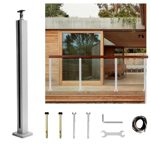 Balaustrada de vidrio con poste de acero inoxidable 304 y ranuras para espiga estructural
