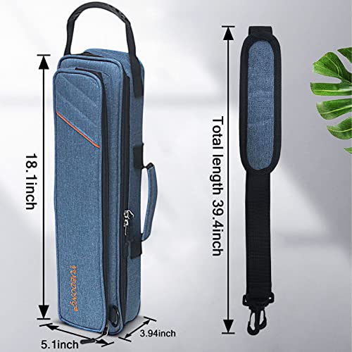 17 Hole Flute Case,Lightweight Flute Cases Oxford Cloth Carrying Case Bag Flute Accessories,Waterproof Wear Resistant Flute Carrying Bag with Adjustable Shoulder Strap (Blue) - Thumbnail 2