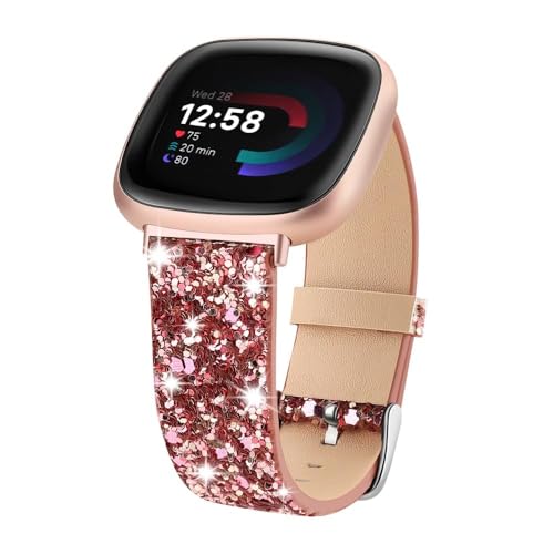 �L���L���o���h Fitbit Versa 4/Fitbit Versa 3/Fitbit Sense 2/Sense�o���h ���f�B�[�X �L���L�����郌�U�[�X�g���b�v �X�}�[�g�E�H�b�`�o���h�A�N�Z�T���[, �s���N, Standard, �L���L������t�@�b�V��
