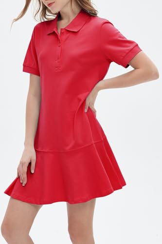 Ladyful Women's Polo Dress Short Sleeve Ruffle Hem Flowy Summer Golf Tennis Athletic Mini Dress3