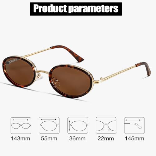 Image of boten Retro Oval Sunglasses for Women 90s Small Gold Frame Sun Glasses Lightweight Cute Chic Sunnies