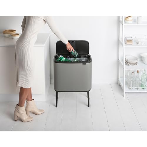 Brabantia Bo Touch Top Kitchen Trash Can with Single Compartment & Raised Legs | Mineral Gray | 9.5 Gal Inner Bucket | Soft-Close Garbage Can, Stay-Open Lid | Fits Against Wall | + Trash Bags by Brabantia - Image 5