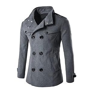 CHUNYU Heren Winterjas Heren Casual Effen Kleur Blends Wollen jas Mannelijke Trenchcoat Overjas