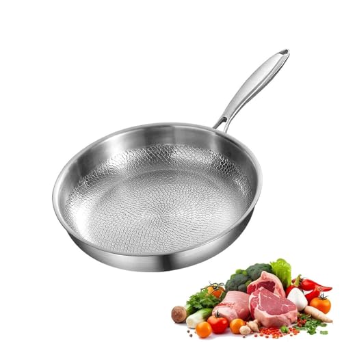 PGSLPH Padella in Titanio Puro con Coperchio, Padella Titanio Martellato Antiaderente, Pentole Outdoor Puro Induzione, Riscaldamento Uniforme Adatta a Tutti i Piani Cottura (Senza Coperchio,26cm)