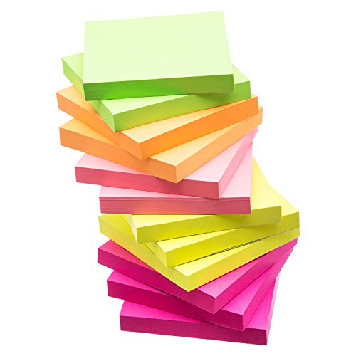 eBoot Sticky Notes Self Sticky Notes 3 x 3 Inches, 12 Pieces, 100 Sheets/ Pieces, Assorted Colors