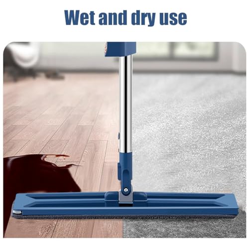 Mopa plana giratoria de 360° – Limpiador de suelos de microfibra multifuncional para azulejos y laminados, uso húmedo y seco, incluye 6 almohadillas de repuesto
