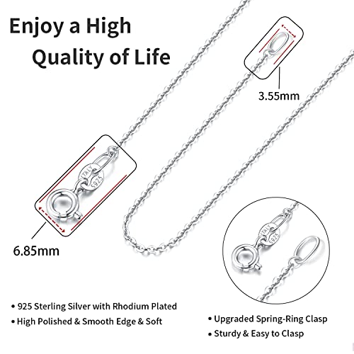 Jewlpire Solid 925 Sterling Silver Chain Necklace For Women Girls, 1.3Mm Round Cable Chain Silver Chain For Women Thin & Dainty & Sturdy Women's Chain Necklaces 16Inch #TOP3