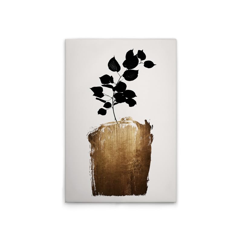 Impression sur toile feuilles noir et doré 60x90cm DD131807