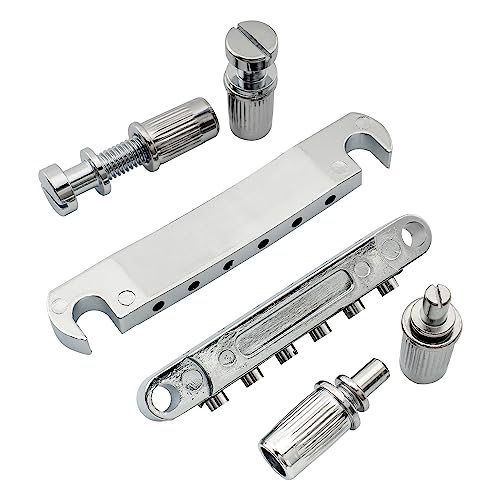 Musiclily Abr-1 Style Tune-O-Matic Bridge And Tailpiece Set For Les Paul Style Guitar, Chrome #TOP4