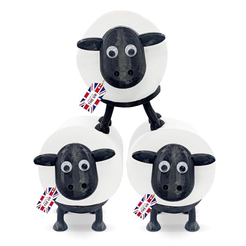 Dekorify Sheep Toilet Paper Holder | Bathroom Toilet Roll Holder | Sheep Toilet Roll Holder | Toilet Roll Storage | Loo Roll Holders Black Sheep Toilet-Roll Holder Set Of 3 (Set of 3)