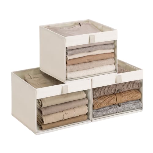 Fabric Storage Bins with a Clear Window, 3 Pack
