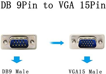 PNGKNYOCN Kabel DB9 do VGA DB9 9-pinowy męski na VGA Video 15-pinowy męski kabel szeregowy RS232 do VGA, do komputera, drukarek, skanerów (1,4 m)