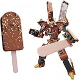 Chocolate Popsicle Samurai 2-in-1 Transformable Mecha Action Figure, Posable Samurai Robot with Katana, Ice Cream Themed Desk Decor for Adult Collectors & Anime Fans