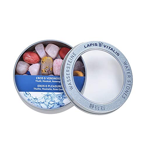Lapis Vitalis Wassersteine Mischung Eros & Vergnügen - Energiesteine Set in einer edlen Metall-Geschenkdose - Ausgewählte Rohsteine - Stein Mischung aus Thulit, Mookait & Rosenquarz Cover