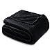 Exclusivo Mezcla Luxury Twin Size Flannel Velvet Plush Solid Bed Blanket as Bedspread/Coverlet/Bed Cover (90" x 66", Black) - Soft, Lightweight, Warm and Cozy