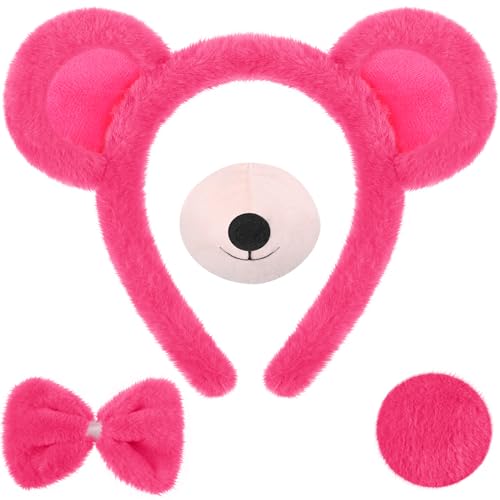 Harrycle 4 Pcs Halloween Bear Cosplay Costume, Rose Red