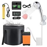 FIRINER Portable Camping Shower, 7800mAh Rechargeable Outdoor Shower Kit with Heater, Intelligent LED Display, IPX8 Waterproof, Ideal for Outdoor Camping, Travel, Car Washing, Pet Bathing
