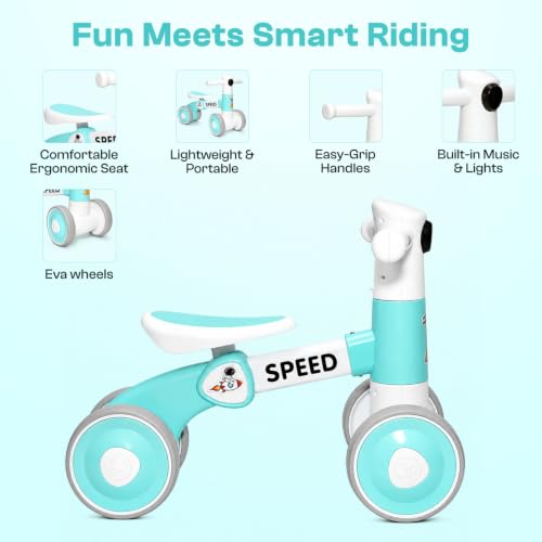 Image of Toyzone Impex Pvt Ltd Toyzone Balance Bicycle Blue |Bicycle Ride On|Push Cycle with Music & Lights |Manual Mini Ride on for Boys & Girls|Sturdy First Riding Toy | Kids
