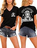 Burwilde Feral and Unhinged Moms Club Shirt, Skeleton Coffee Mom T-Shirt, Trendy Mom V-Neck Tshirt