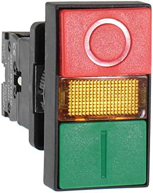 Shopcorp Double Head Push Button with Signal Lamp – On/Off Start/Stop Switch for Home and Industrial Equipment and Mount Panels in Operating Rooms and Distribution Boxes (1 Unit)