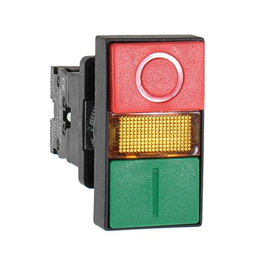Shopcorp Double Head Push Button with Signal Lamp – On/Off Start/Stop Switch for Home and Industrial Equipment and Mount Panels in Operating Rooms and Distribution Boxes (1 Unit)