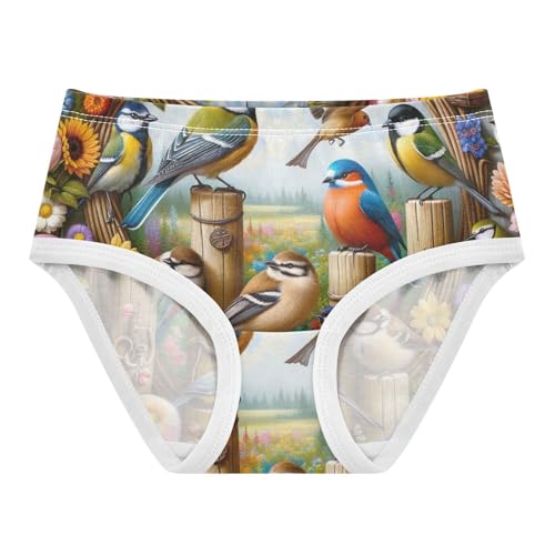 Beautiful Flowers and Birds Toddler Underwear Girls, Cotton Underwear Girls, 2T–8 Years