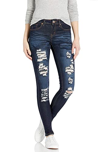 Jack David Womens Light Blue Womens Denim Stretch Jeans Destroy Skinny Leg Ripped Distressed Pants