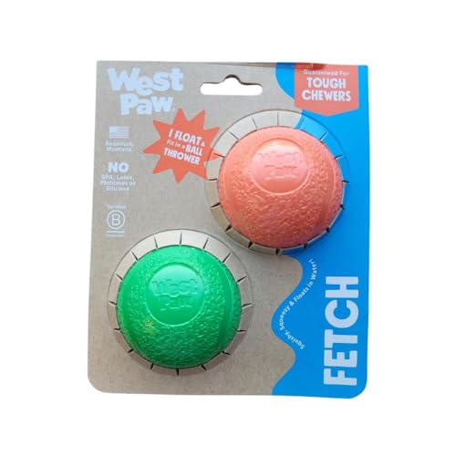 WEST PAW Boundr Durable Dog Ball Toy Interactive Play for Chewing Fetch and Training- Made in USA from Safe Materials Reliable Design Dogs in Cardinal Red/Clover Green, 2 Pack