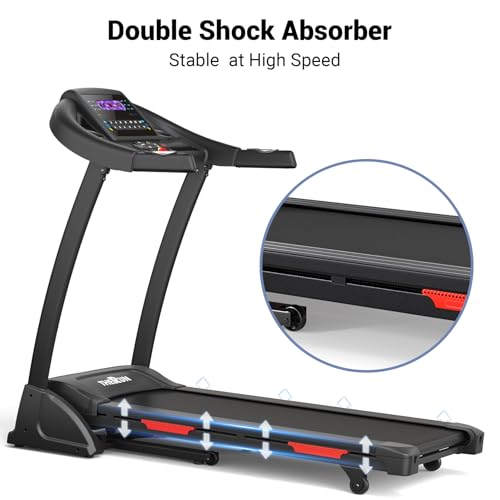 THERUN Incline Treadmill, Treadmills for Running and Walking, 300 lbs Weight Capacity Folding Treadmill with 0-15% Auto Incline, Wide Belt, 3.5HP, App, Heart Rate, Red by THERUN - Image 3