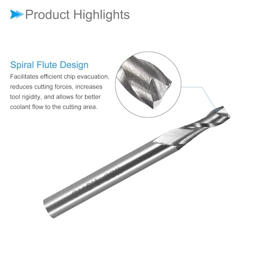 Image of 2-Flute Spiral End Mill Bits, 4.5mm Diameter 11mm Length, High Speed Steel Straight Milling Cutter with Storage Case- (Applications: for Plywood Hardwood Plastic),