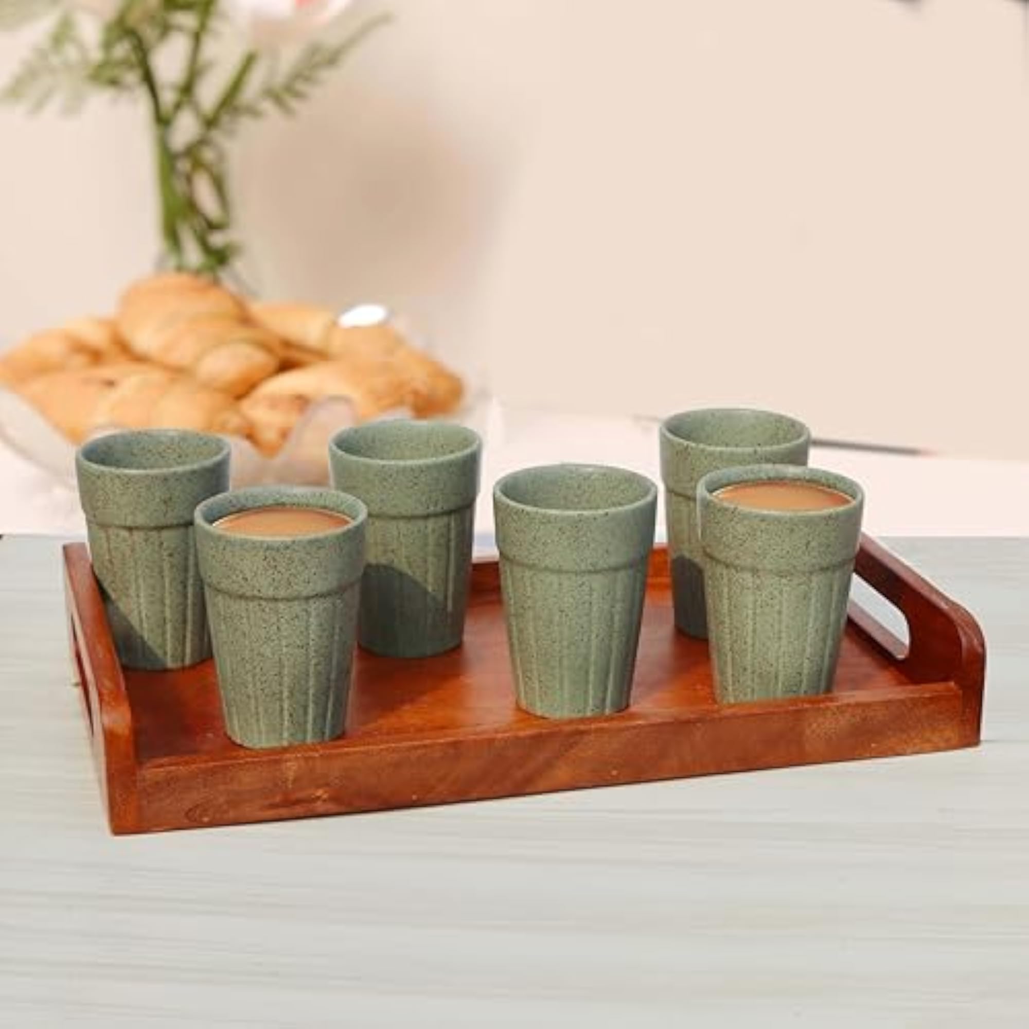 Ceramic Cutting Tea/Chai Cups, 120ml, Set of 2