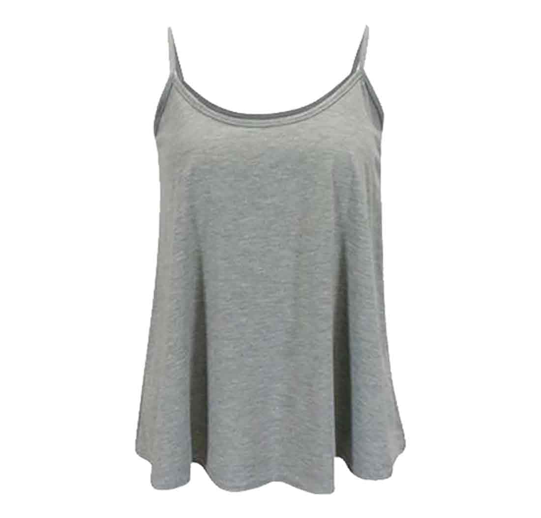 Fashion 7Star Women's Grey Plus Size Plain Strappy Sleeveless Swing Cami Vest Camisole Flared Mini Top Uk 8-26