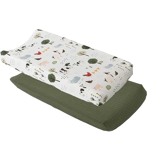 Image of Cotton Muslin Changing Pad Cover 2 Pack - Family Farm