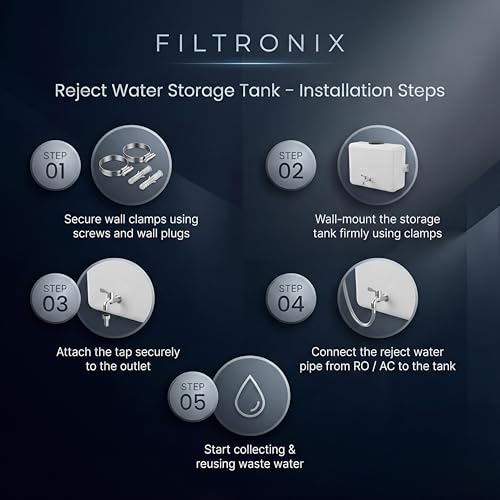 Image of 18L Waste Water Storage Tank for RO Systems | High-Capacity Reject Water Collection Solution | Premium Wall-Mount Reuse Tank with Complete Installation Accessories | Durable, Wall-Mountable