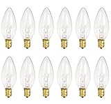 12 Pack Clear Torpedo Tip Replacement Bulbs, Replacement Light Bulbs for Electric Candle Lamps, Window Candles, Chandeliers- Clear Incandescent E12 Candelabra Base Light Bulbs- 120V 7 Watts Bulbs
