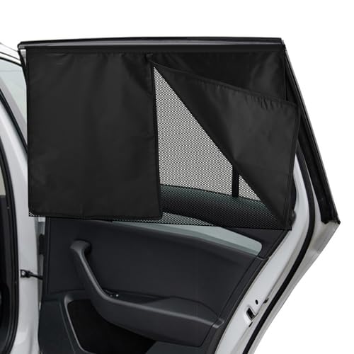 2 Pack Car Window Shades with 10 Strong Magnets 26.8x18.5 Dual Layer Car Rear-Side Window Sunshade - Full Blackout Semi-Transparent 2-in-1 Universal Auto Sun Shade Privacy Screen