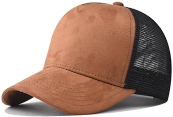 TopTie 5 Panel Baseball Cap Suede Front Mesh Back Adjustable Unisex Snapback Hat